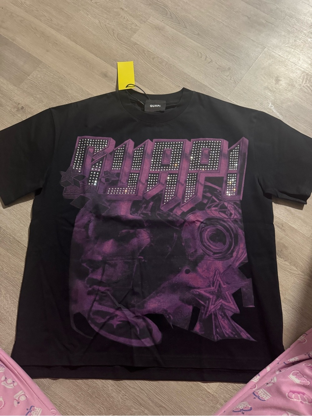 Black Tee with Bold Purple Graphic
